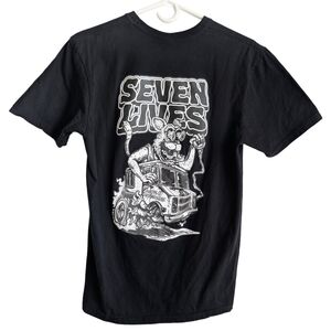 Gildan Men's Medium Black Seven‎ Lives Tacos y Mariscos Cotton Graphic Tee